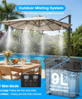 Portable Misting System With 9L Water Bucket And Built In 10000mAh Battery PCS Pump for outdoor cooling on a patio