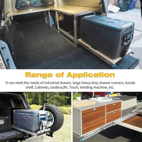 Application of Beefy Heavy Duty Drawer Slides With Lock 32 Inch Full Extension 3 Fold Side Mount Rails