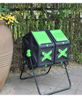 Outdoor 140L Dual Chamber Rotary Compost Bin For Backyard Garden Waste Transforming Kitchen Scraps Into Rich Fertilizer