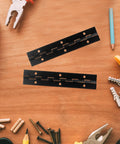Heavy Duty Iron Piano Hinges Set For Doors And Cabinets, 6 Inch Continuous Metal Hinges on a woodworking table with tools.