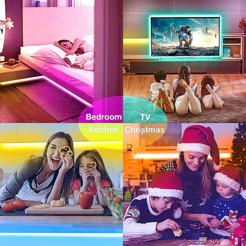 Lit LED Strip Lights 25ft WiFi RGB Color Changing Works With Alexa And Google, showcasing multi-room ambiance effects.