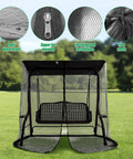 Premium Patio Swing Mosquito Netting For 2 To 3 Seater Outdoor Swing Black Mesh With Double Zipper Opening Roof Waterproof Tent