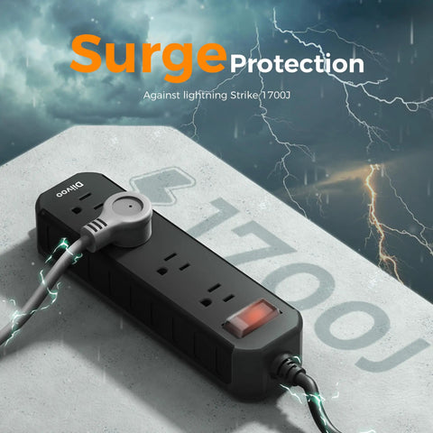 Outdoor Power Strip Weatherproof Rugged 25 Ft Extension Cord With 4 Outlets 1250W Waterproof Surge Protector IPX4 Shockproof Overload