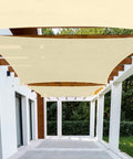 Beige 8x8 Foot Shade Sail Rectangle Canopy for Patio And Backyard All Season Sun Block Heavy Duty Commercial Grade Outdoor Shade Cover