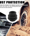 Durable Rubber Dust Resistant Brake Caliper Pin Bushing Kit shows dust protection on car wheel in wet and dry conditions
