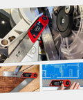Rock Solid Digital Angle Finder With Built In Miter And Bevel Calculator 7 Inch LCD Screen on table saw measuring angles.