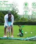 Toddler Golf Club Set For Little Legends Ages One To Four Featuring Retractable Mini Drivers safe chunky plastic balls plus portable carry bag in use.