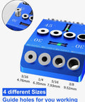 Aluminum Angle Drill Guide Jig with 30 45 90 Degree Settings showing bubble level and multiple guide holes for woodworking