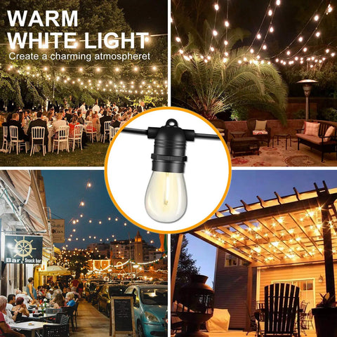 Outdoor Solar String Lights Waterproof 48Ft With Shatterproof Edison Bulbs For Patio Camping Backyard, Solar Powered, Auto On At Dusk, No Fuss To Use, Up To 8 Hours Of Light On Full Charge, Weatherproof Backyard Night Lighting