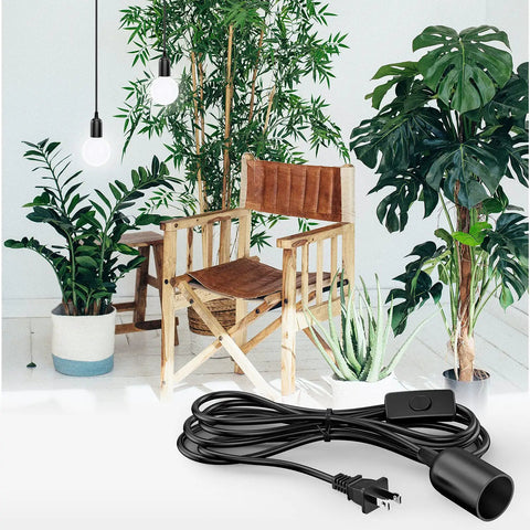 Two Pack Fifteen Foot Hanging Light Cord Kit With Inline On Off Switch For Pendant Lamps E26 E27 Socket Black No Bulb Included