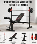 All-In-One Adjustable Weight Bench With Leg Extension And Curl, Foldable Flat Incline Decline Bench Press Squat Rack for home gym