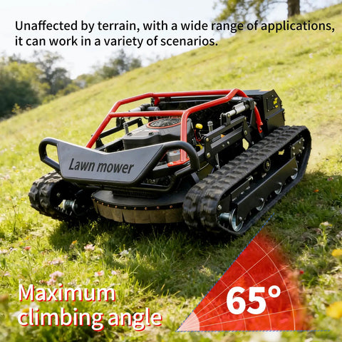 Heavy Duty Remote Control Lawnmower With A Muscle 27Hp Gas Engine And 48V Brushless Drive For Smooth All Terrain Trimming Across Big Yards Featuring A Solid 35 Inch Cut Width And Hassle Free Height Adjustments