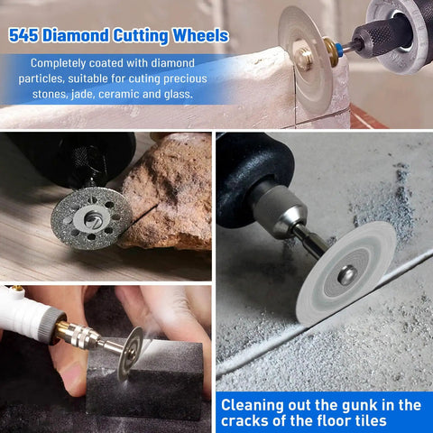 Slick Cut Twenty Piece Diamond Coated Cutting Wheels Compatible With Dremel Rotary Tools ultra thin discs cutting tile, glass, and stone.