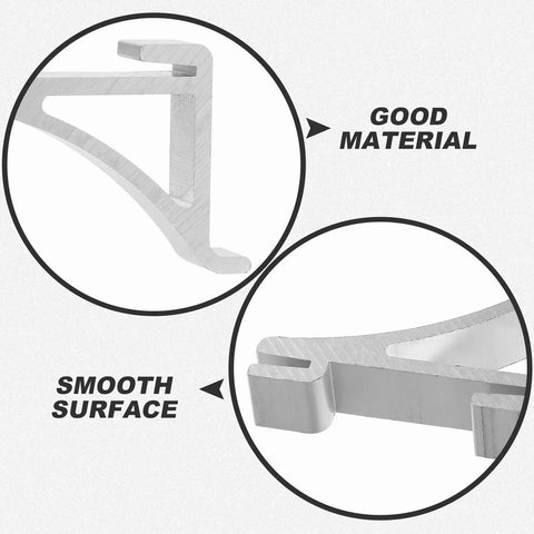 Close-up of 10 Pack Freezer Clamp Hooks Silver Aluminum Cooler Shelf Clips With Polished Surface showing material and finish.