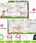 Beefy Heavy Duty Dog Runner With 150Ft Tie Out Cable And Dual 10Ft Lines For Large Dogs Up To 250lbs Aerial Zip Line Trolley System