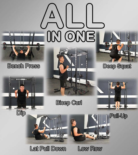 Heavy Duty Power Rack And Cable System For Home Gym Workout Gear Built Damn Tough for Bench Press, Squat, Dip, and Pull-Up.