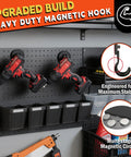 Magnetic Hooks 2 Pack Heavy Duty With Anti Slip Coating And Non Slip Bent Design For Garden Tools And Ropes 20 Lb Capacity Pegboard And Metal Cabinet Organizer For Drills