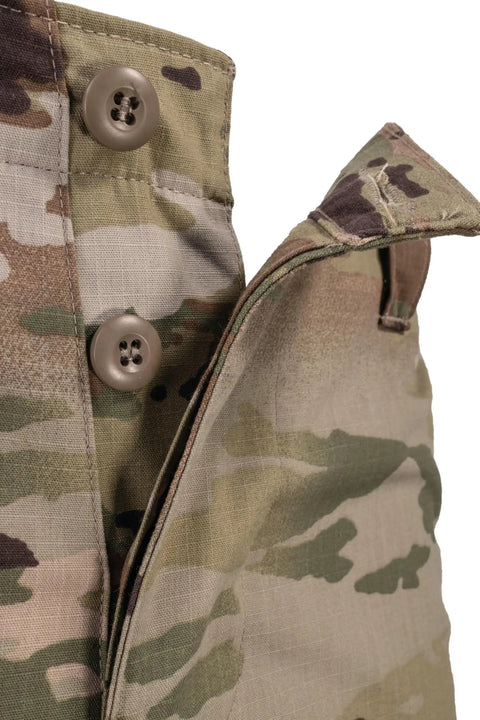 Close-up of buttons and fabric detail on Men's Lightweight Ocp Tactical Cargo Pants Quick Dry Moisture Wicking Mil Spec Combat Trousers.