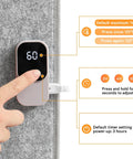 Close-up of control panel on Under Desk Foot And Leg Warmer Space Heater Portable Quiet Personal Heater For Home Office Indoor Use.