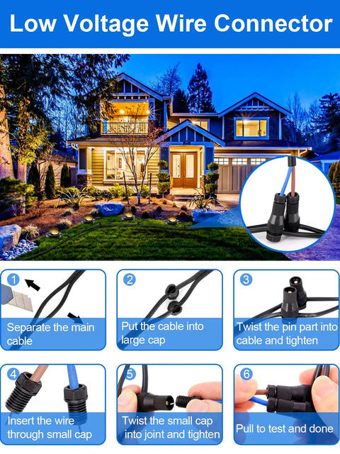 6-step guide to connecting 12 Pack 10W Low Voltage Landscape Well Lights Outdoor In Ground LED Pathway Garden Yard Lighting 3000K Warm White Waterproof With Wire Connectors 12V 1000 Lumen Paver Lights For Pathway And Patio