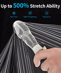 Hand using handle on Industrial Strength Stretch Film 15 Inch By 1000 Feet Pallet Wrap With Handles Heavy Duty Clear 60 Gauge Moving Wrap