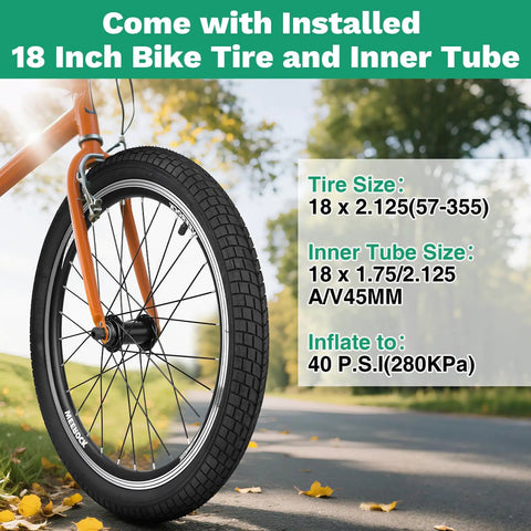 18 Inch Front Wheel With Tire And Tube For Mountain And Commuter Bikes, Durable 14G Spokes With 32H, ED Brass Nipples, 100mm Hub
