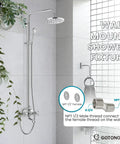 Eight Inch Rainfall Showerhead With Exposed Faucet Set 3 Function Shower System With Easy Install Tub Spout And Double Cross Handles