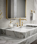 Artifacts Soap Dispenser Assembly For Kitchen And Bath, Heavy Duty Metal Build With Glass Reservoir on marble sink