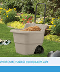 Taupe 15.5 Gallon Resin Garden Cart On Wheels Lightweight Two Wheel Wheelbarrow For Gardening Outdoor Tasks And Home Chores