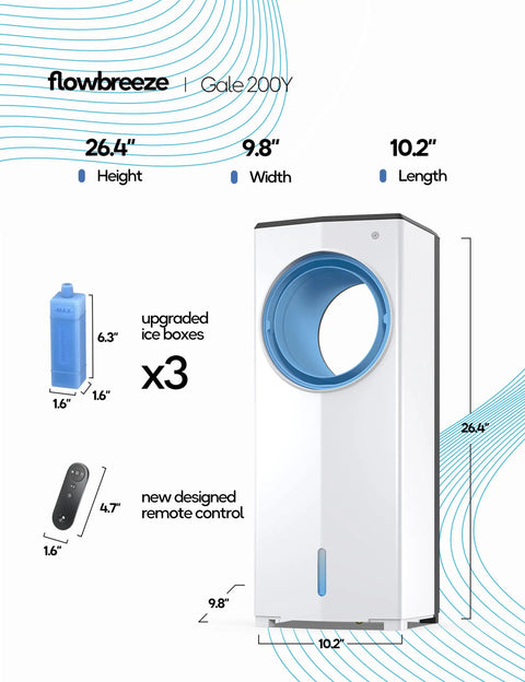 Windowless Portable Air Conditioner For Any Room, 26.1-Inch Evaporative Cooler No Window Needed, 3 Speeds, Remote, Black