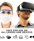 Fog Away Anti Fog Spray For Swim Goggles Glasses And Home Electronics Keeps Lenses Clear Instantly No Haze With Silicone Free Formula That Goes On Transparent And Works Against Heat Cold And Humidity shown with goggles and VR headset