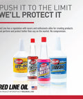 Water Wetter Super Coolant Additive 12 Pack Of 12 Oz Bottles positioned among Red Line oil products on a clean surface.