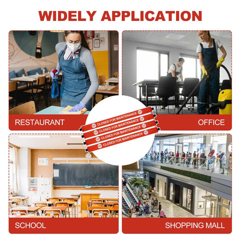 Hecka Visible 4 Pack Closed For Maintenance Magnetic Door Signs For Metal Frames With Bold Red Text And Secure Clips for offices, restaurants, schools, shopping malls.