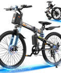 Folding Electric Bike With Peak 750W Power, All Terrain E Bike With 48V Removable Battery, Speeds Up To 25 MPH And Range Of 50 Plus Miles, Dual Disc Brakes And Full Suspension For City Streets And Trails, 26-inch wheels