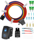 12V Electric Fuel Pump Relay Kit Waterproof 60 Amp Heavy Duty Long Wiring Harness with switches and connectors