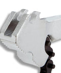 Close-up of the 24 Inch Chain Wrench With Dual Action Grip For Tightening Or Loosening In Tight Spots Fits Pipes Up To 4 Inches, showing metal teeth