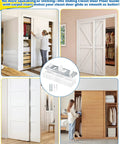 Image showing Adjustable Sliding Closet Door Floor Guides With Carpet Risers, 2 Pack, installed on various closet doors.