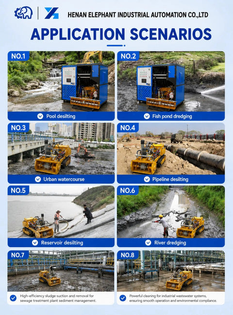 Pro Grade Heavy Duty Underwater Cleaning Robot with Smart Monitoring for river dredging and reservoir desilting applications.