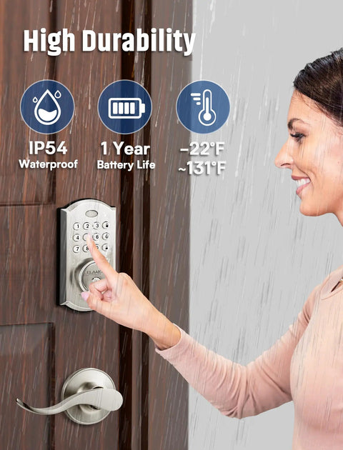 Smooth Touch Digital Keyless Entry Door Lock With Rugged Dual Lever Handles And Automatic Front Deadbolt Built To Last For No Fuss Home Security Quick Install