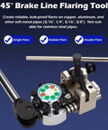 Brake Line Flaring Tool Kit 45 Degree Bubble And Double Flare Set for 3/16 to 3/8 inch tubes, leak-proof flares for copper and aluminum