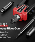 3 In 1 Do It All Rivet Nut Tool Kit For Quick Fixes, Hand Rivet Gun Plus Nut Tool And Reamer with mandrels visible