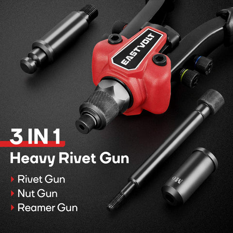 3 In 1 Do It All Rivet Nut Tool Kit For Quick Fixes, Hand Rivet Gun Plus Nut Tool And Reamer with mandrels visible