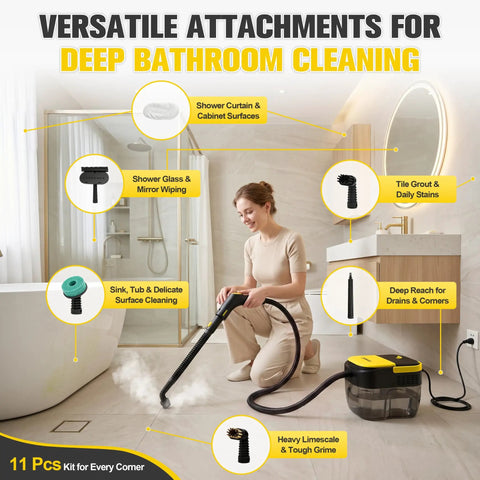 Get Your Home Sparkling With This Powerful Handheld Steam Cleaner. This Portable Stemer Delivers Hot 230F Steam To Melt Kitchen Grease And Bathroom Grime Fast.