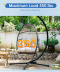 Cozy Outdoor Hanging Egg Chair With Stand And UV Resistant Cushion for garden relaxation, shown with 350 lbs max load