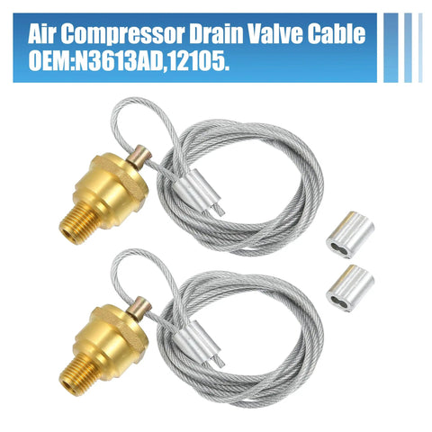 2 Pair Manual Air Tank Drain Valve Plug 1/4 NPT With 60 Inch Cable For Big Rigs Heavy Haulers And Navistar Dump Trucks OEM Replacement Swaps