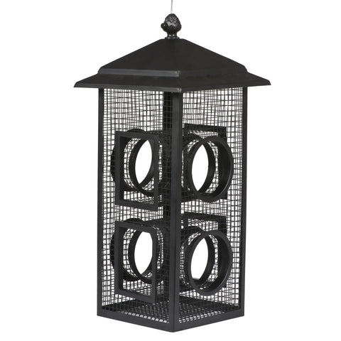 Fly-Thru Wild Bird Feeder With Two Feeding Stations 2 lb Capacity For Black-Oil Sunflower Seeds Outdoor Bird Feeder For Clinging Birds Durable Mesh Sides Easy To Install And Enjoy Outdoor Decor