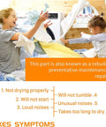 Family doing laundry with Easy No Fuss Dryer Repair Kit 4392067, fixing drying issues and noises in Maytag Whirlpool dryers.