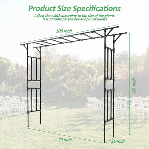 Supersize Garden Arch Trellis Flattop 100 Inches Long By 86 Inches High Outdoor Lawn Decor For Parties Weddings And Ceremonies Epic Backdrop With 79 Inch Leg Spacing Easy Assembly And Weather Resistant Garden Accent