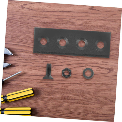 Smooth Barn Door Track Connector Heavy Duty Metal Bracket with hardware on wooden surface