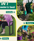 Heavy Duty Folding Garden Kneeler And Seat With Handles, used for kneeling and sitting, ideal for gardening tasks, shown in use